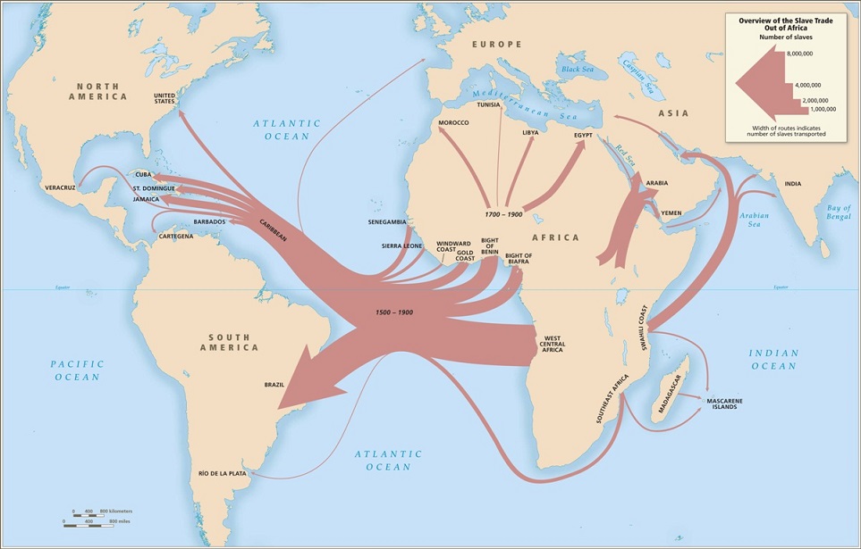Map provided by the Trans-Atlantic Slave Database